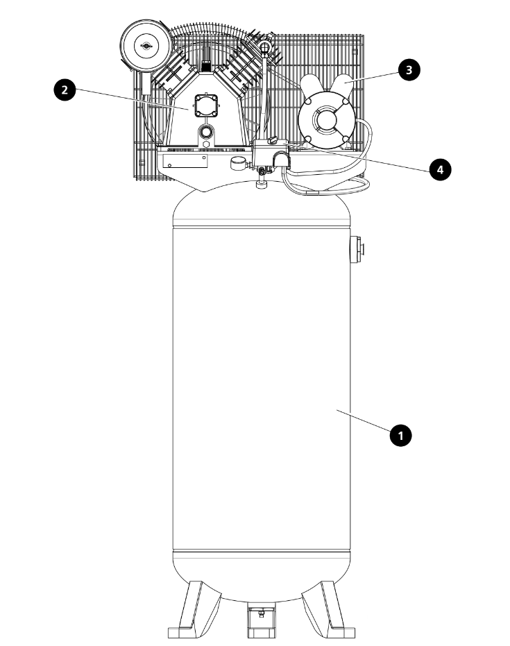 Tank Parts Diagram and Parts List for CE5002  Campbell Hausfeld Compressor